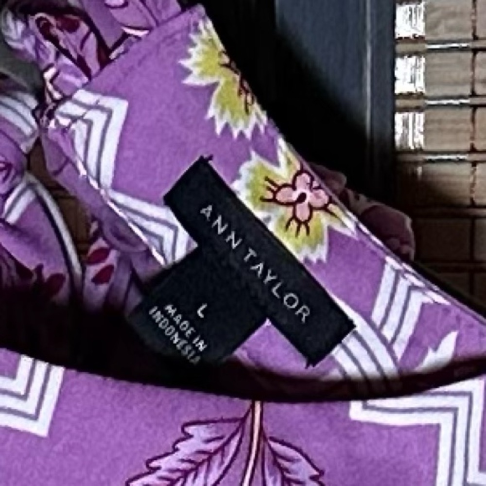 Ann Taylor Lilac Dress with Multicolor Floral Tile Print A-line Halter Dress - Picture 9 of 10